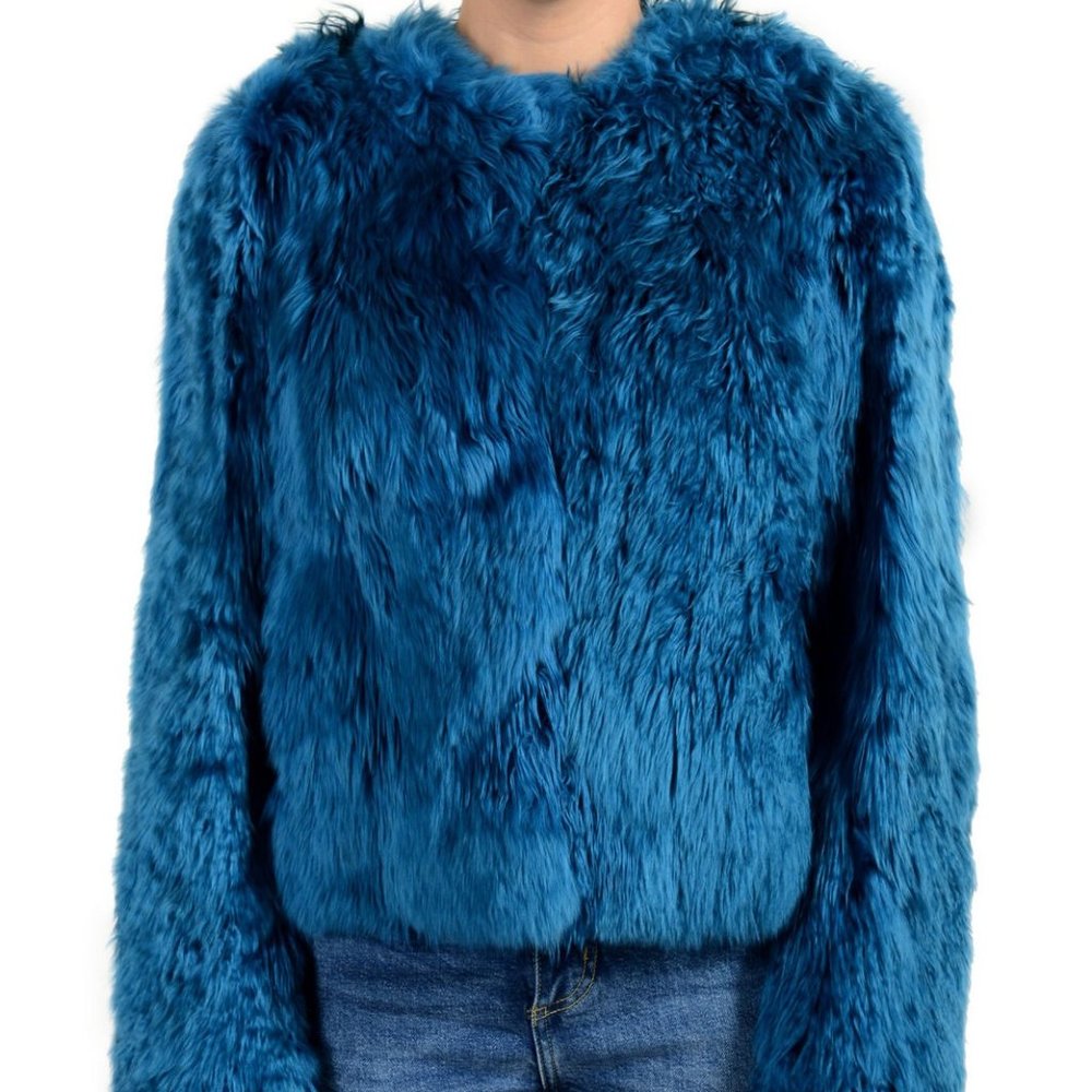 Versace Women's Real Fur Lama Silk Leather Jacket